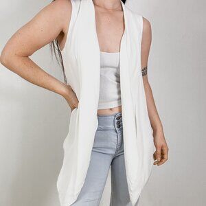 Zara White Long Waterfall Vest